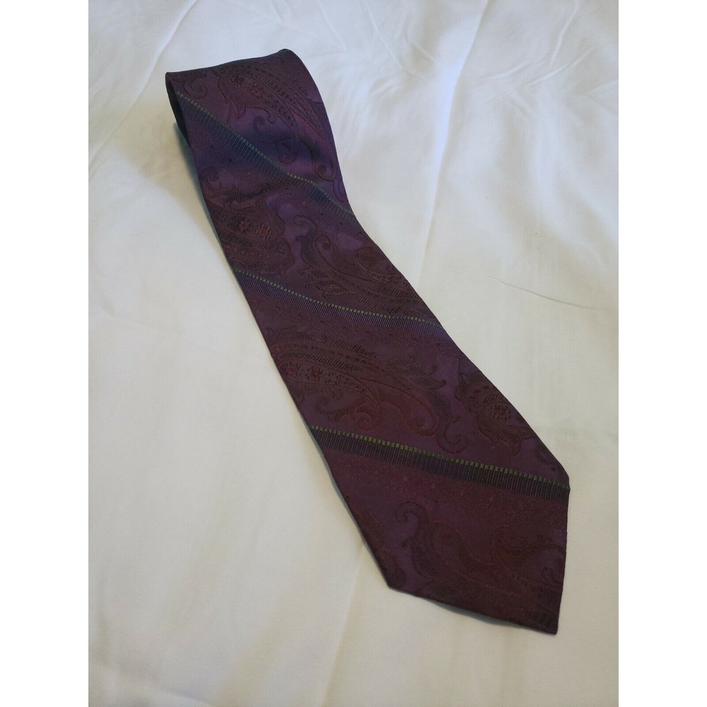 Joseph Abboud Neck Tie Men's Purple Pink Embroidered Keeper Silk Made‎ in USA